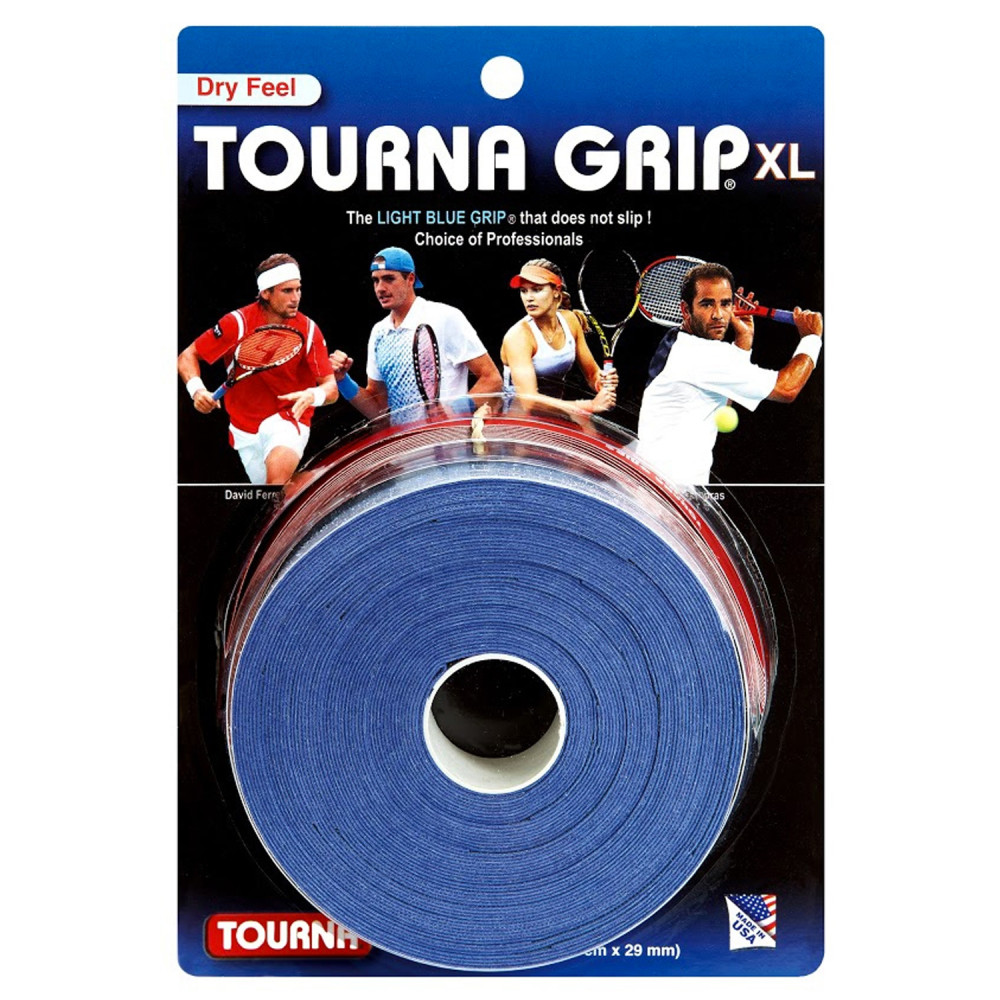 Tourna Grip XL Original Dry Feel Tennis Grip - 10 Pack Light Blue for