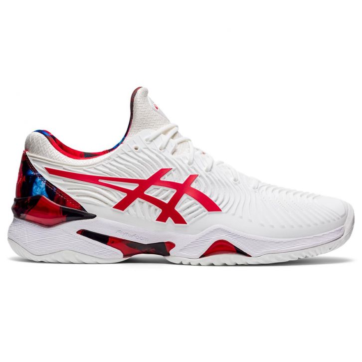 chaussures asics court rouge