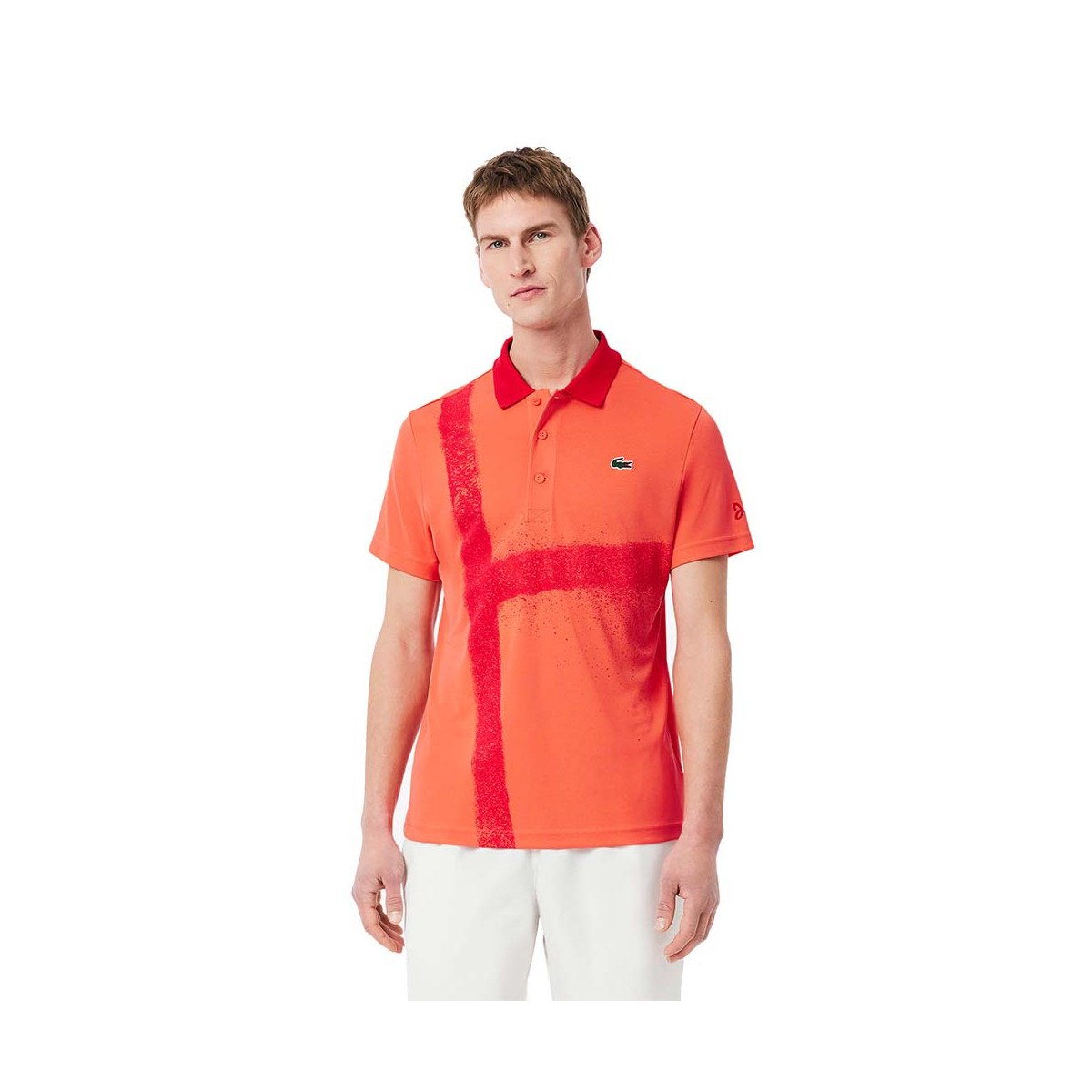 Polo Lacoste Tennis Novak Djokovic Rouge / Blanc Version Fan