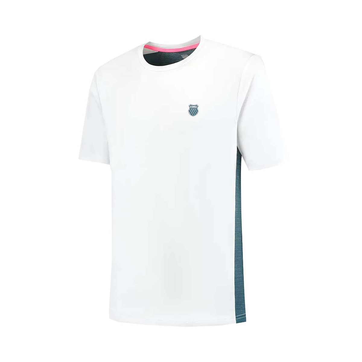 T-Shirt K-Swiss Hypercourt Mix Melange Crew Blanc / Bleu p&eacute;trole