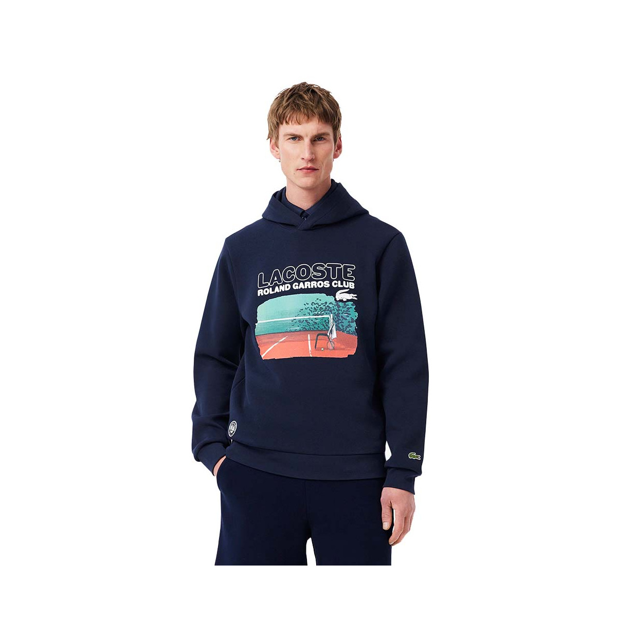 Sweat &agrave; capuche Lacoste Roland Garros Club Bleu marine