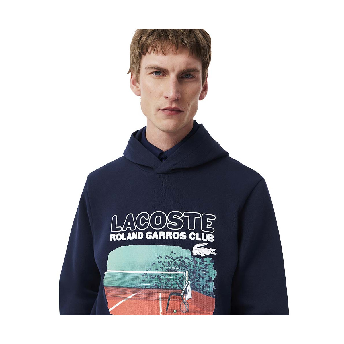 Sweat &agrave; capuche Lacoste Roland Garros Club Bleu marine