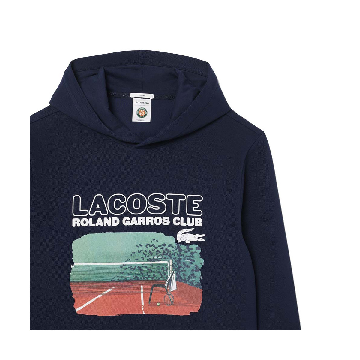 Sweat &agrave; capuche Lacoste Roland Garros Club Bleu marine