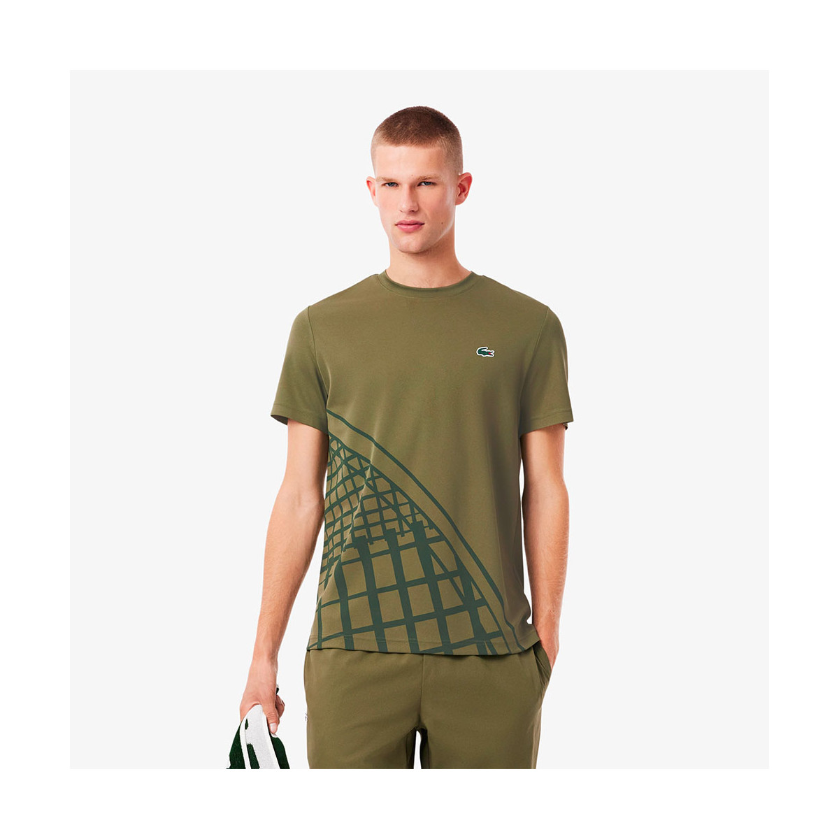 T-shirt Lacoste Ultra Dry Imprim&eacute; Kaki