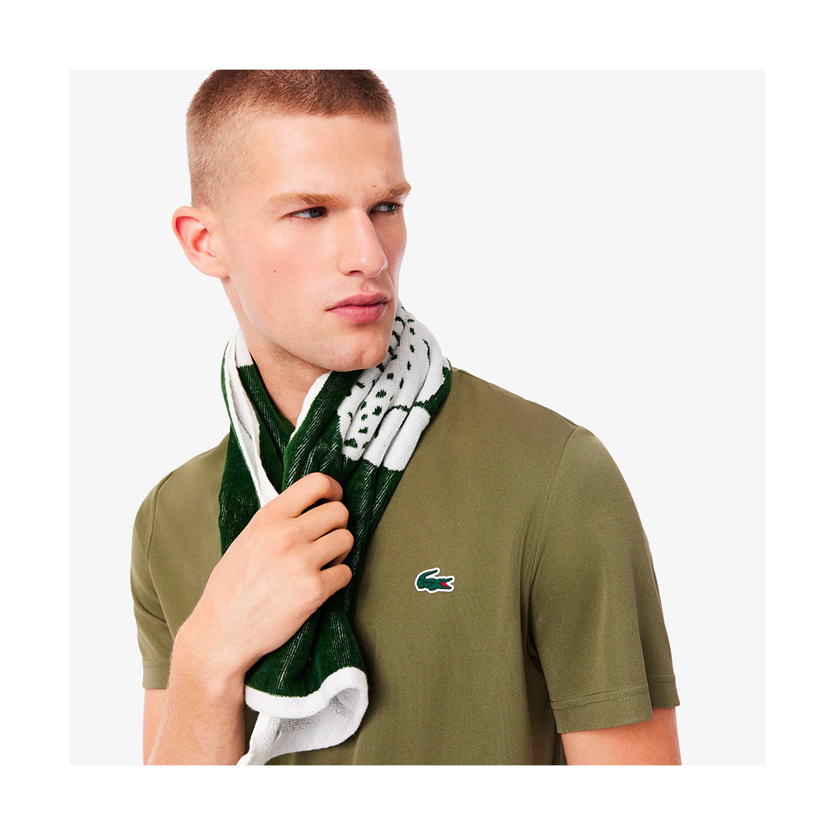 T-shirt Lacoste Ultra Dry Imprim&eacute; Kaki