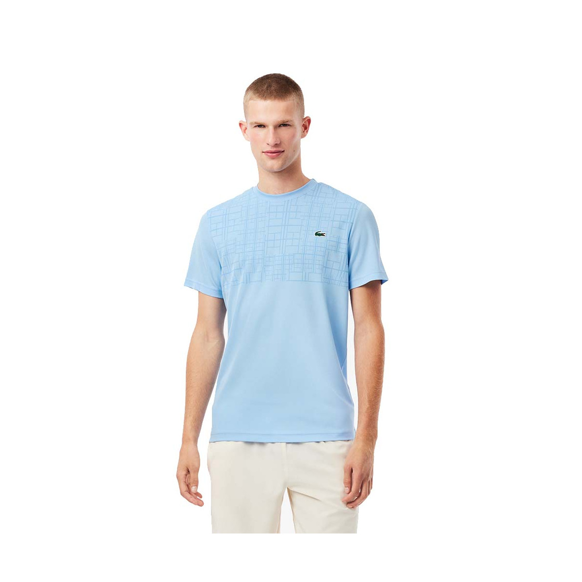 T-shirt Lacoste Tennis Novak Djokovic Ultra Dry Imprim&eacute; Bleu clair