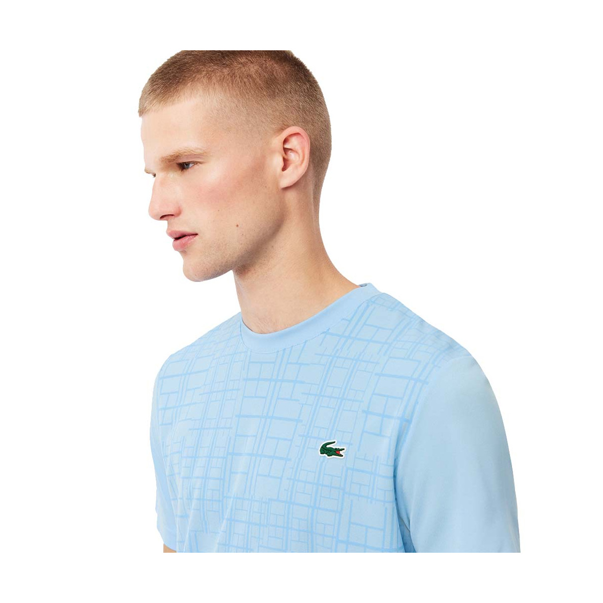 T-shirt Lacoste Tennis Novak Djokovic Ultra Dry Imprim&eacute; Bleu clair