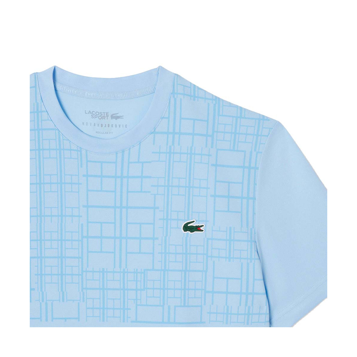 T-shirt Lacoste Tennis Novak Djokovic Ultra Dry Imprim&eacute; Bleu clair