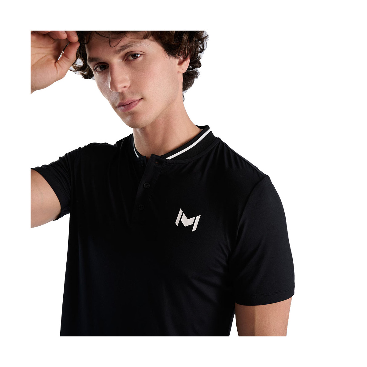 Polo Mouratoglou Mandarin Collar Noir