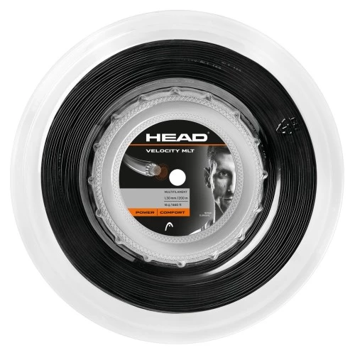 Corde De Raquette De Tennis HEAD Velocity MLT - Diamètre 1,30 Mm - Longueur 200 M - Noir - Fabriqué En Autriche