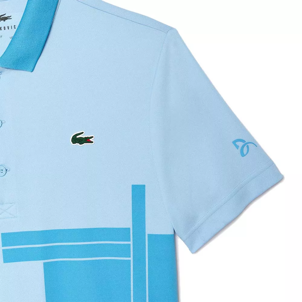 Polo Lacoste Tennis Novak Djokovic Bleu Clair Version Fan