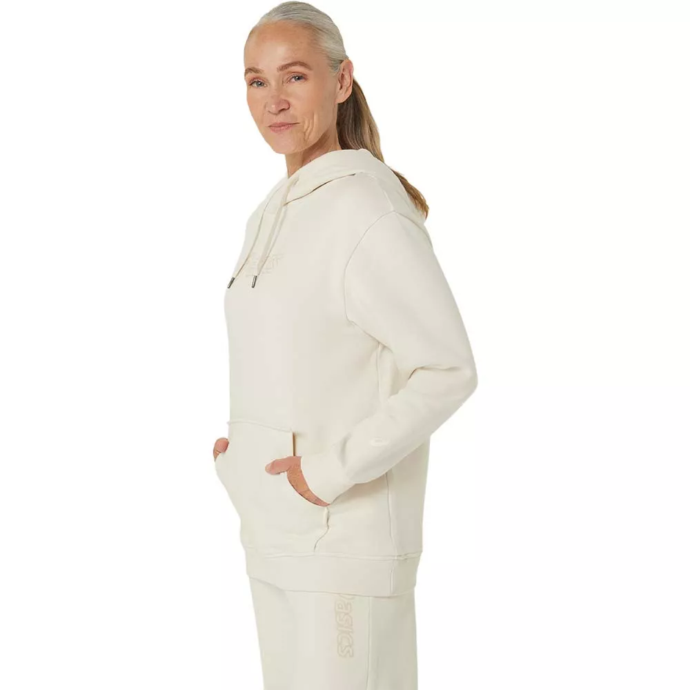 Sweat &agrave; capuche Asics Logo Femme Blanc cass&eacute;