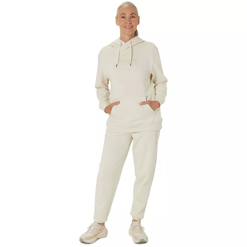 Sweat &agrave; capuche Asics Logo Femme Blanc cass&eacute;