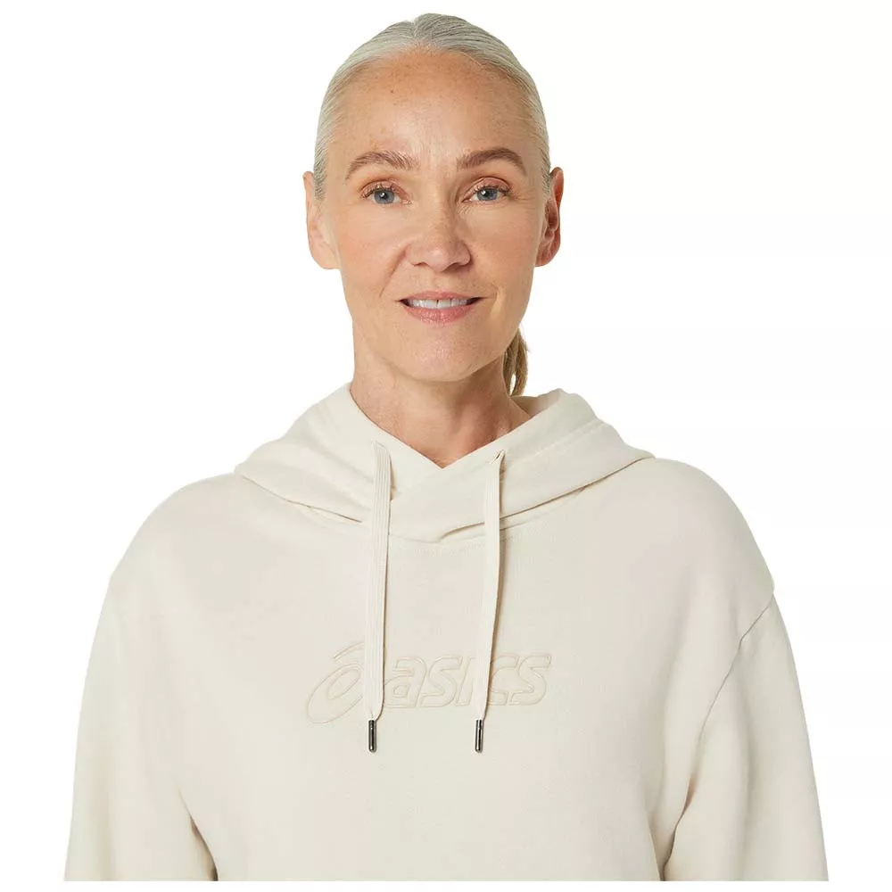 Sweat &agrave; capuche Asics Logo Femme Blanc cass&eacute;