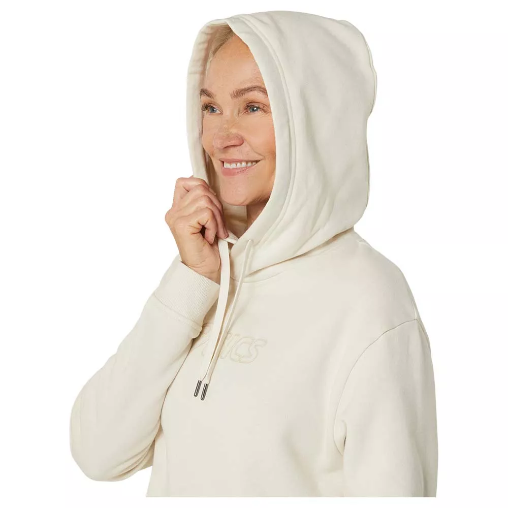 Sweat &agrave; capuche Asics Logo Femme Blanc cass&eacute;