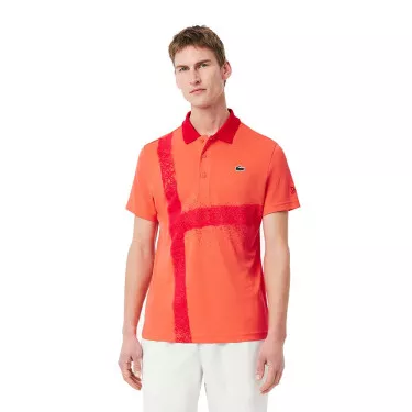 Polo Lacoste Tennis Novak Djokovic Rouge / Blanc Version Fan