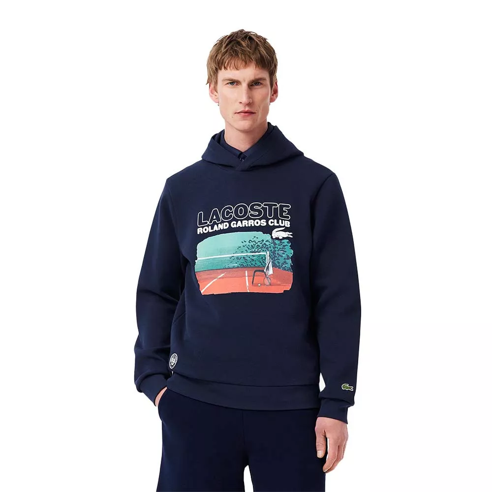 Sweat &agrave; capuche Lacoste Roland Garros Club Bleu marine