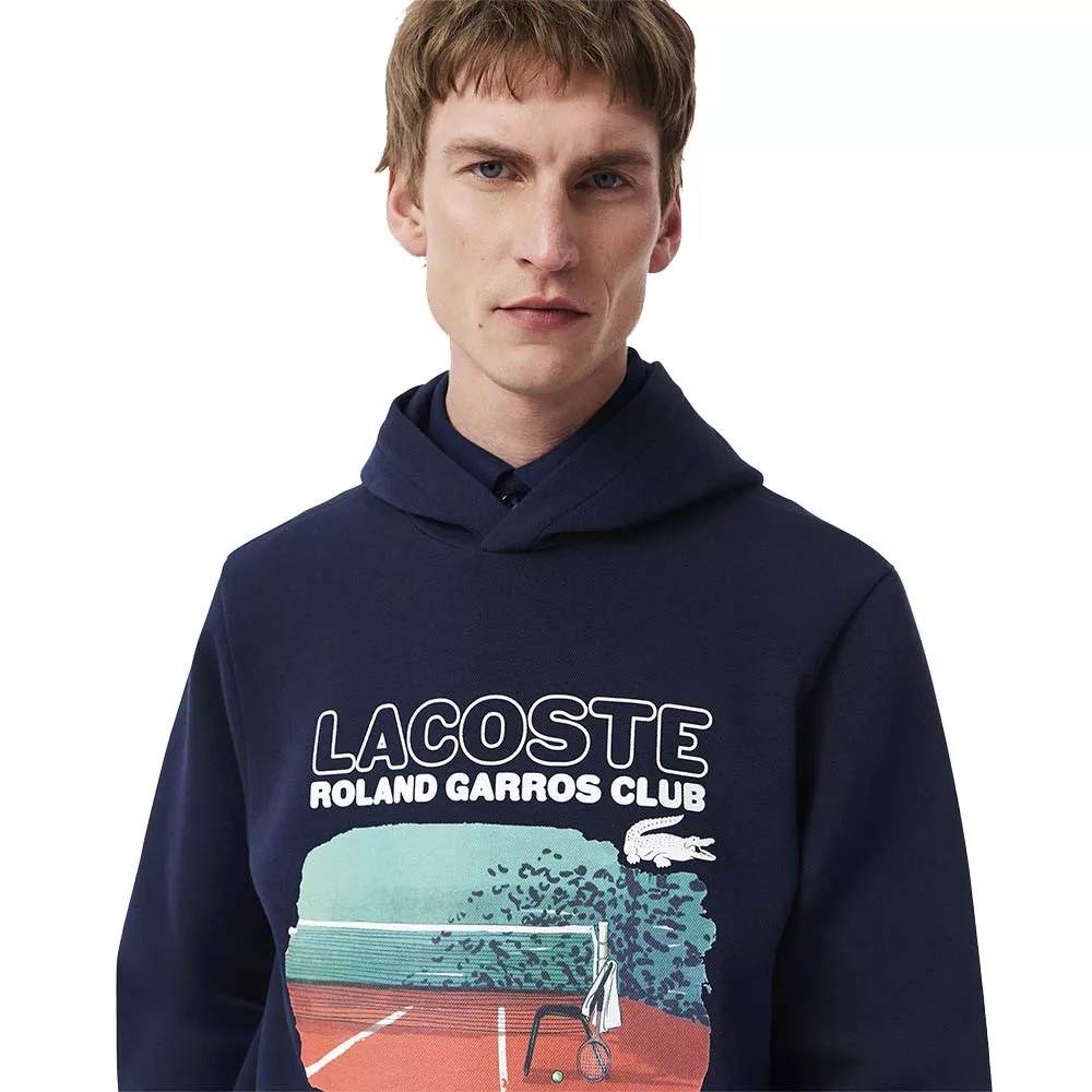 Sweat &agrave; capuche Lacoste Roland Garros Club Bleu marine