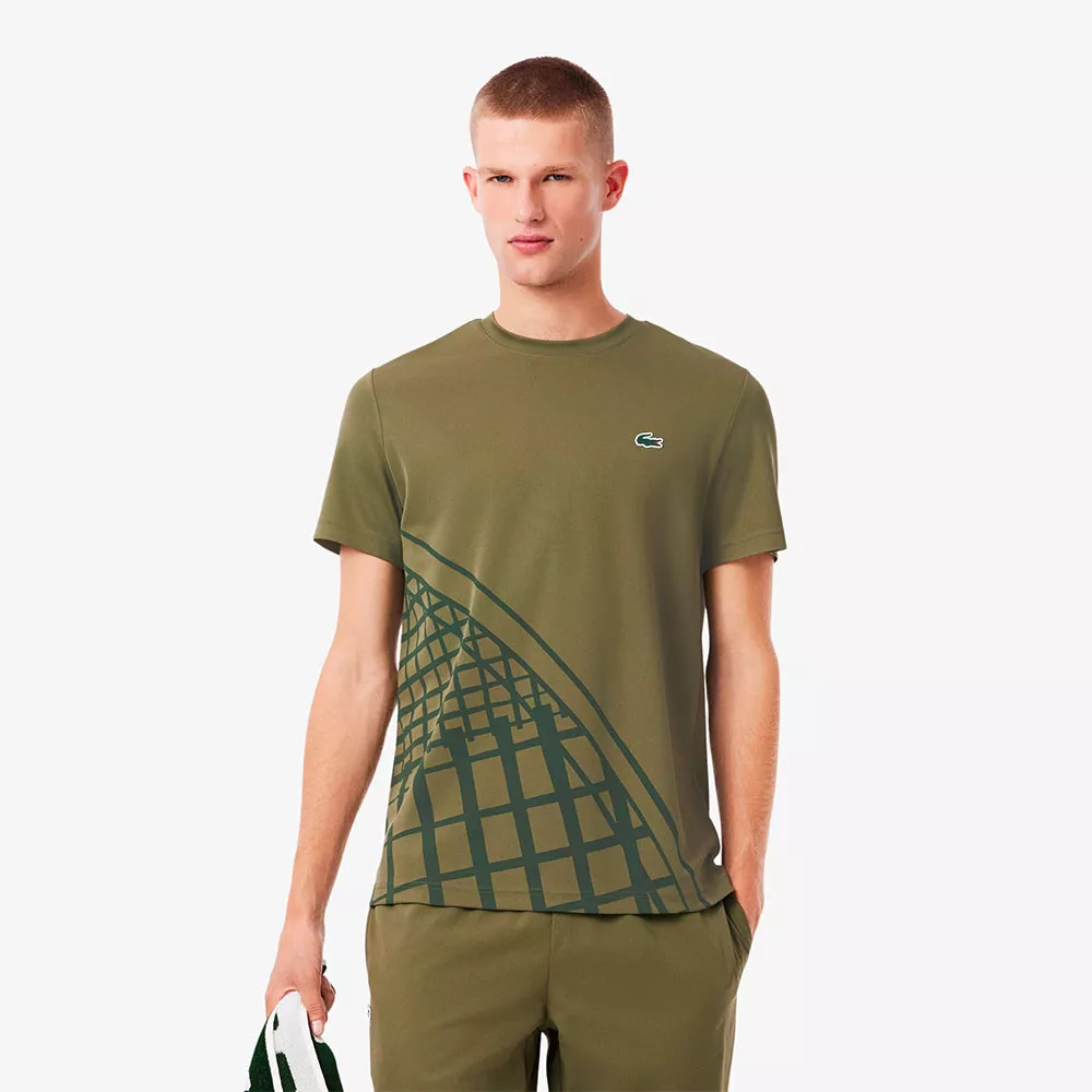 T-shirt Lacoste Ultra Dry Imprim&eacute; Kaki