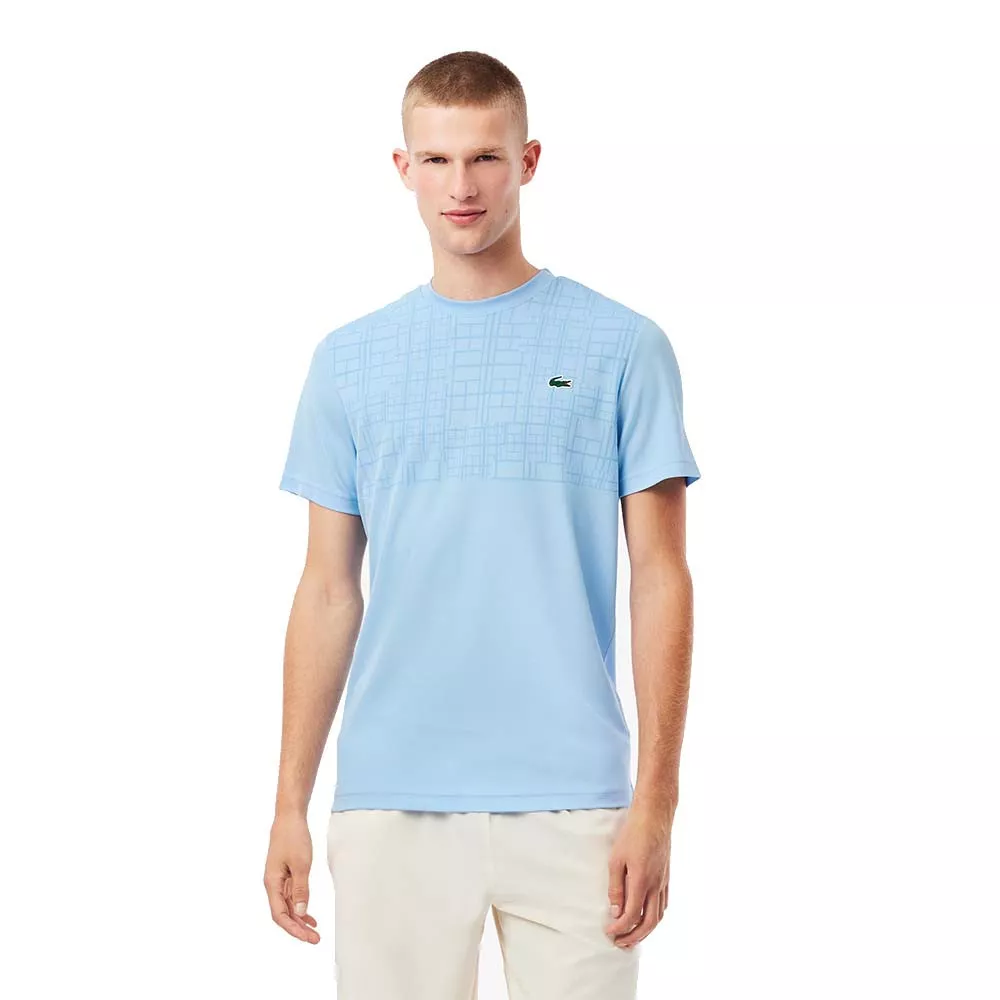 T-shirt Lacoste Tennis Novak Djokovic Ultra Dry Imprim&eacute; Bleu clair