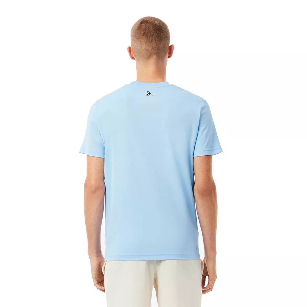 T-shirt Lacoste Tennis Novak Djokovic Ultra Dry Imprim&eacute; Bleu clair