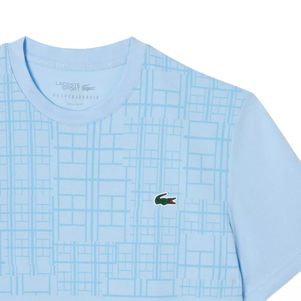 T-shirt Lacoste Tennis Novak Djokovic Ultra Dry Imprim&eacute; Bleu clair