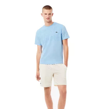 T-shirt Lacoste Tennis Novak Djokovic Ultra Dry Imprim&eacute; Bleu clair