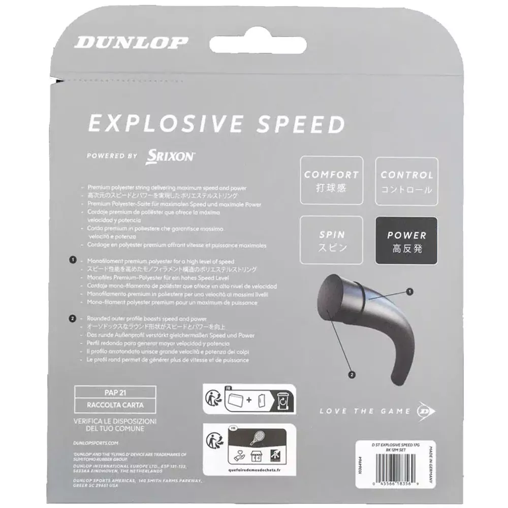 Cordage Dunlop Explosive Speed Noir 12m