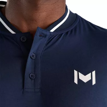 Polo Mouratoglou Mandarin Collar Bleu marine