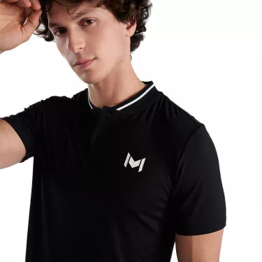 Polo Mouratoglou Mandarin Collar Noir