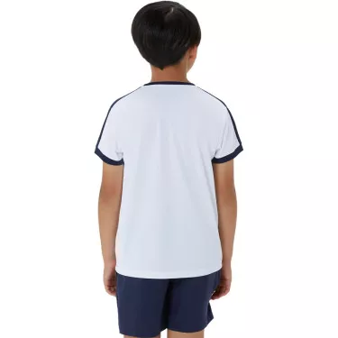 T-Shirt Asics Gar&ccedil;on Blanc / Bleu marine