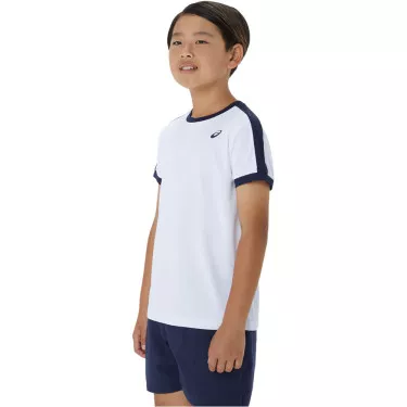 T-Shirt Asics Gar&ccedil;on Blanc / Bleu marine