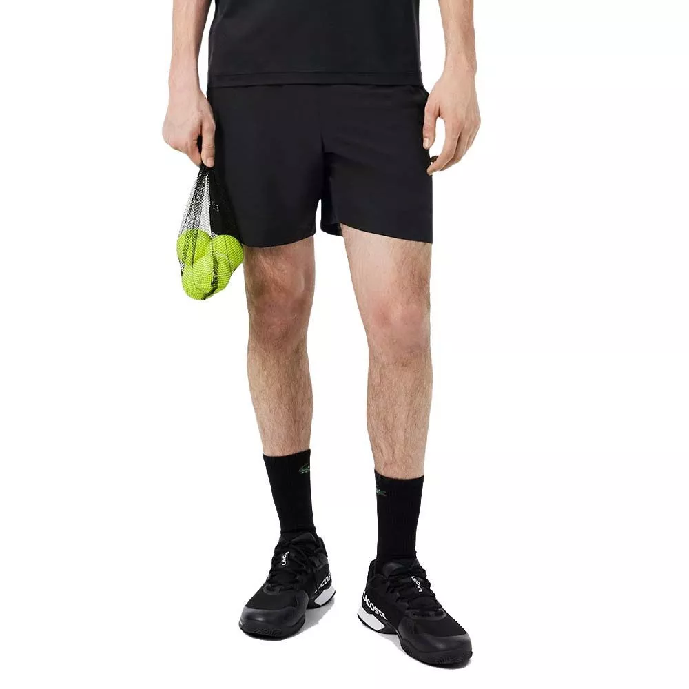 Short Lacoste Tennis Ultra Dry R&eacute;fl&eacute;chissant Noir