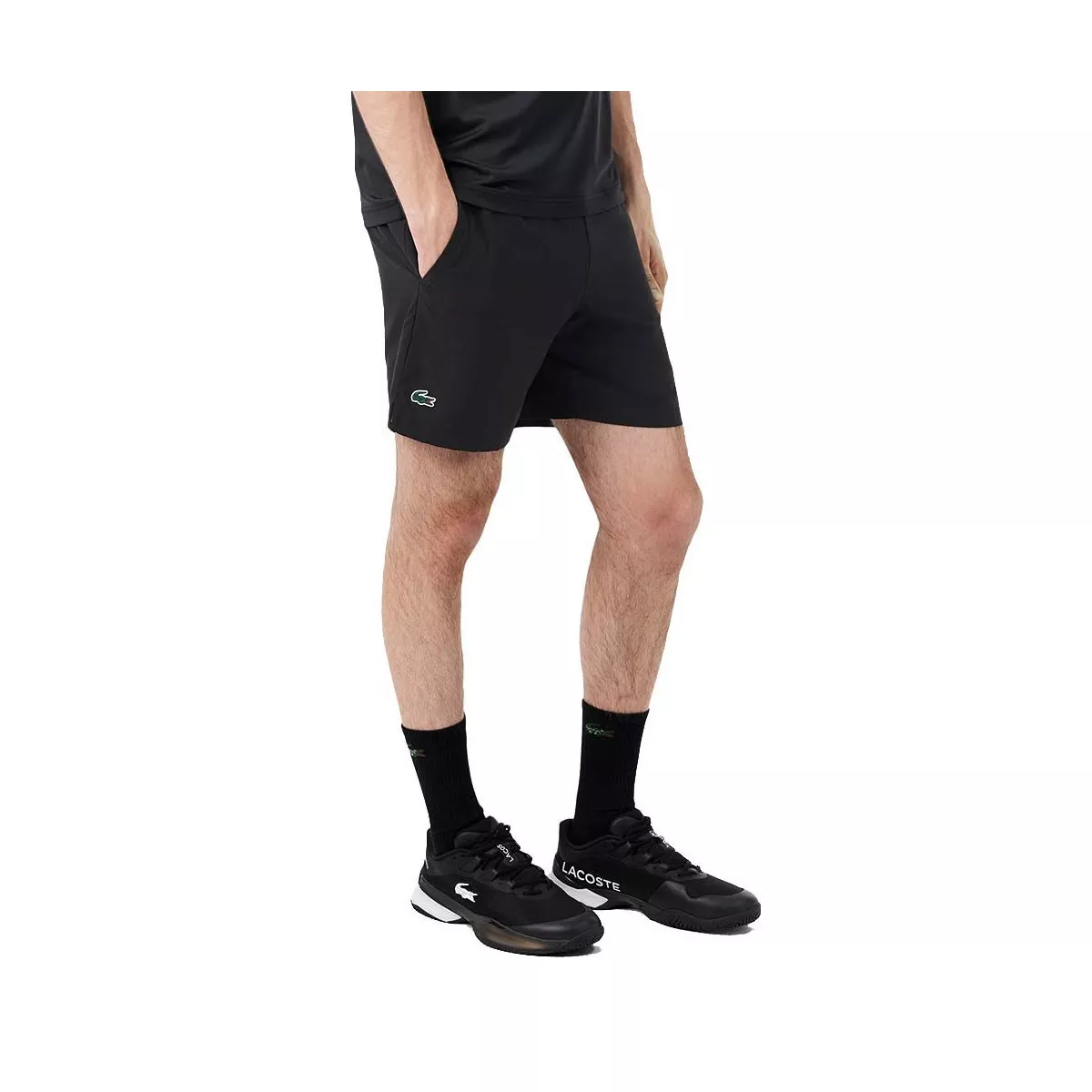 Short Lacoste Tennis Ultra Dry R&eacute;fl&eacute;chissant Noir