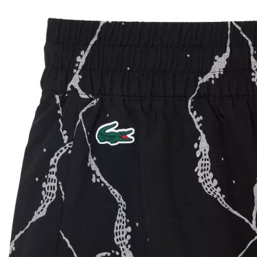 Short Lacoste Tennis Imprim&eacute; R&eacute;fl&eacute;chissant Femme Noir