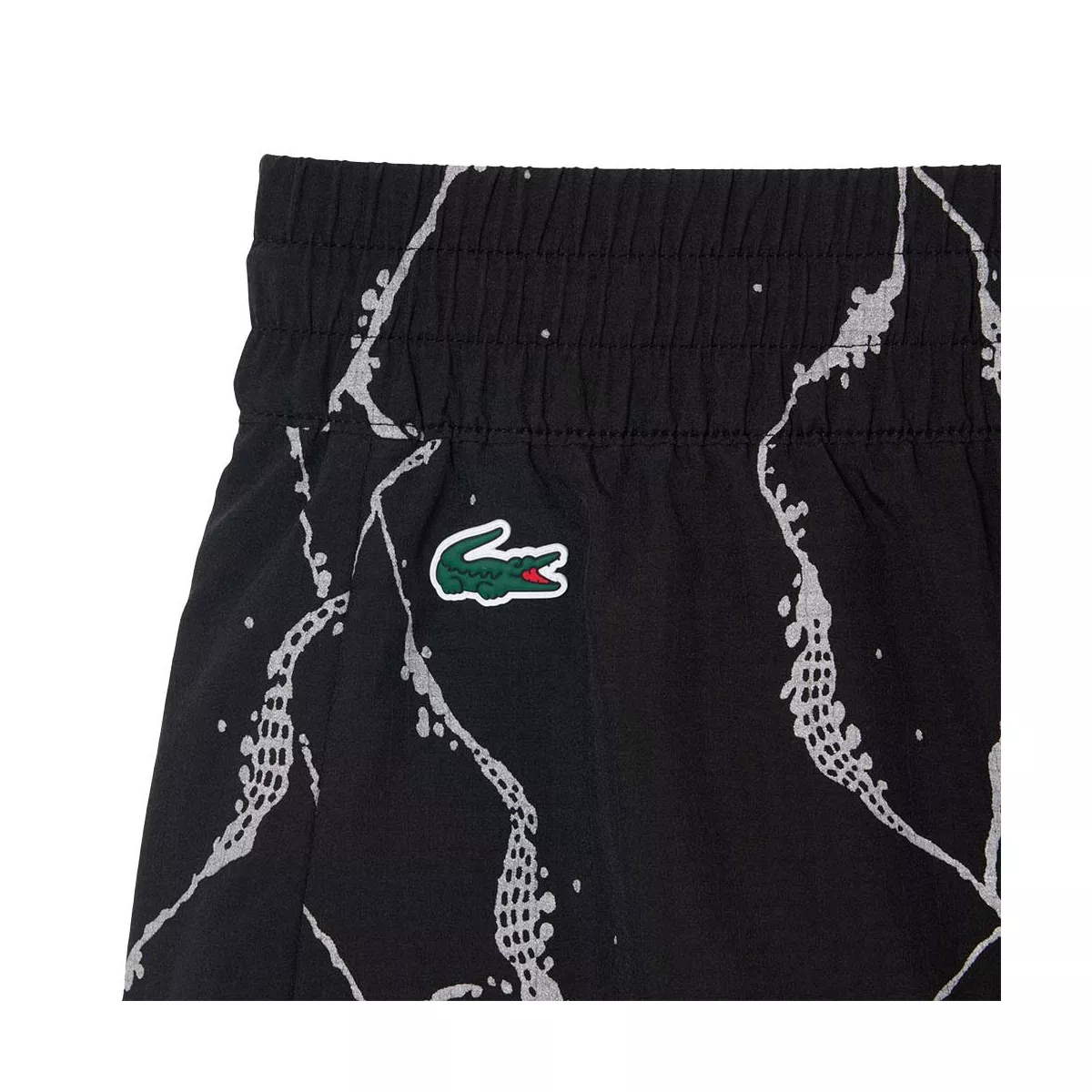 Short Lacoste Tennis Imprim&eacute; R&eacute;fl&eacute;chissant Femme Noir
