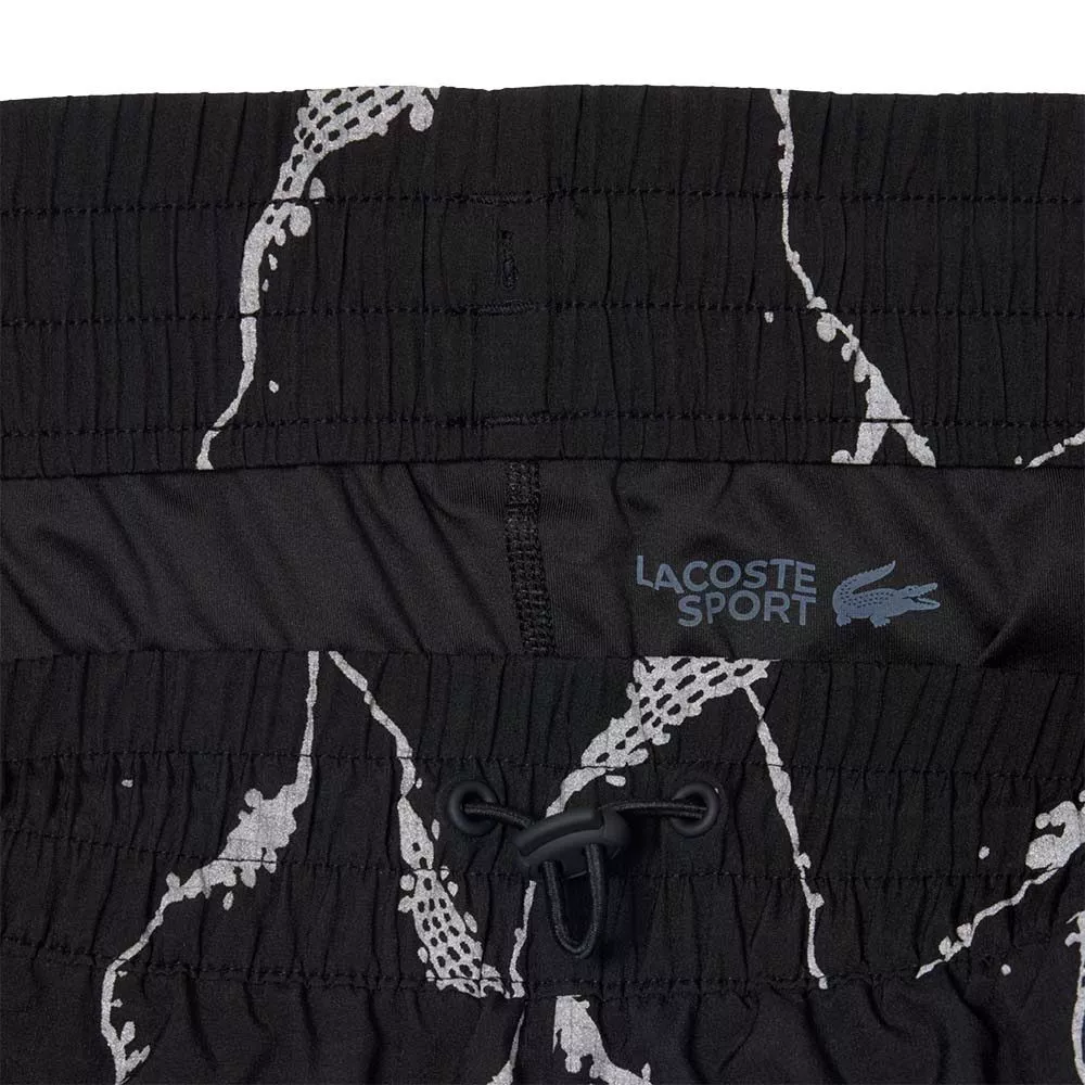 Short Lacoste Tennis Imprim&eacute; R&eacute;fl&eacute;chissant Femme Noir