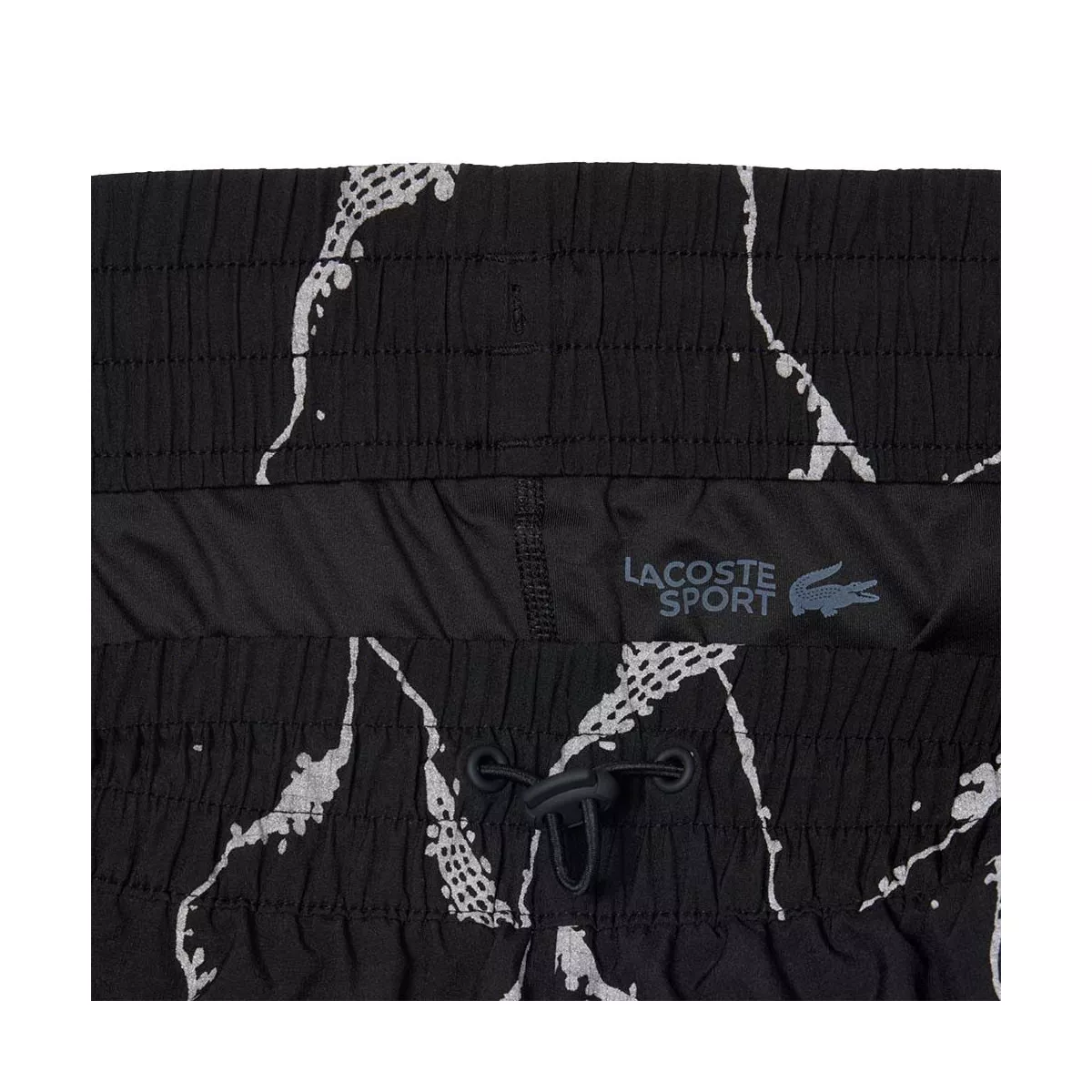 Short Lacoste Tennis Imprim&eacute; R&eacute;fl&eacute;chissant Femme Noir