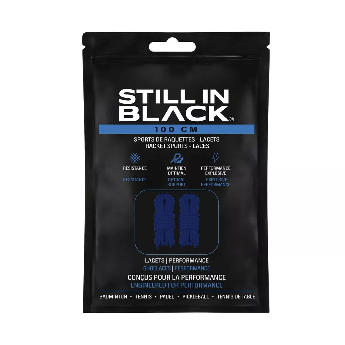 Lacets Still In Black 100cm Bleu