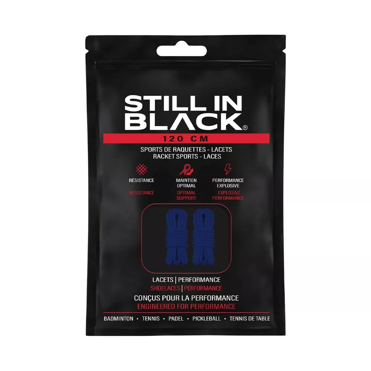 Lacets Still In Black 120cm Bleu