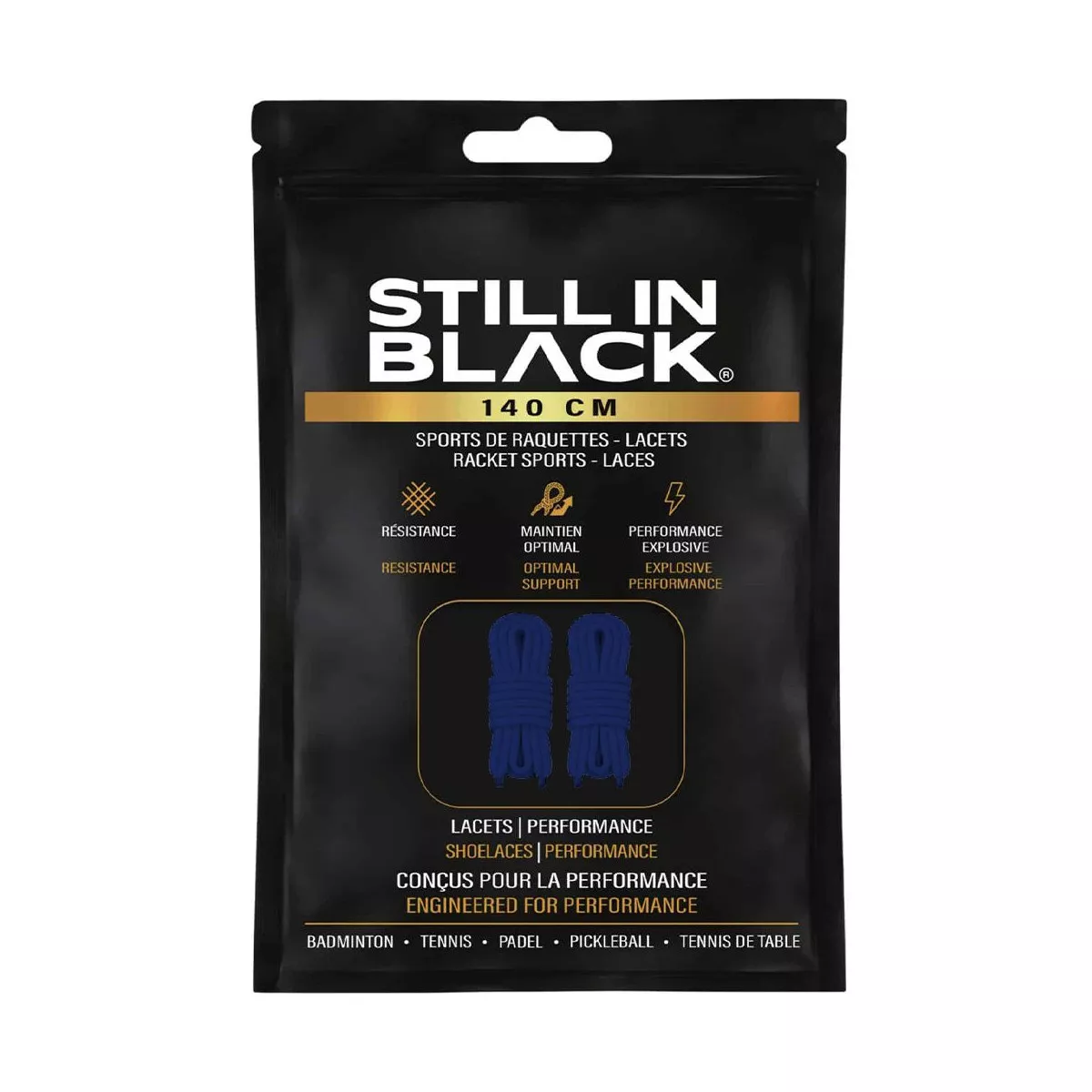 Lacets Still In Black 140cm Bleu
